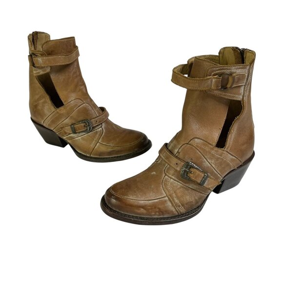 Stetson Womens Size 6.5 Brown Sample Distressed Leather Handmade Western Boots - Picture 1 of 7